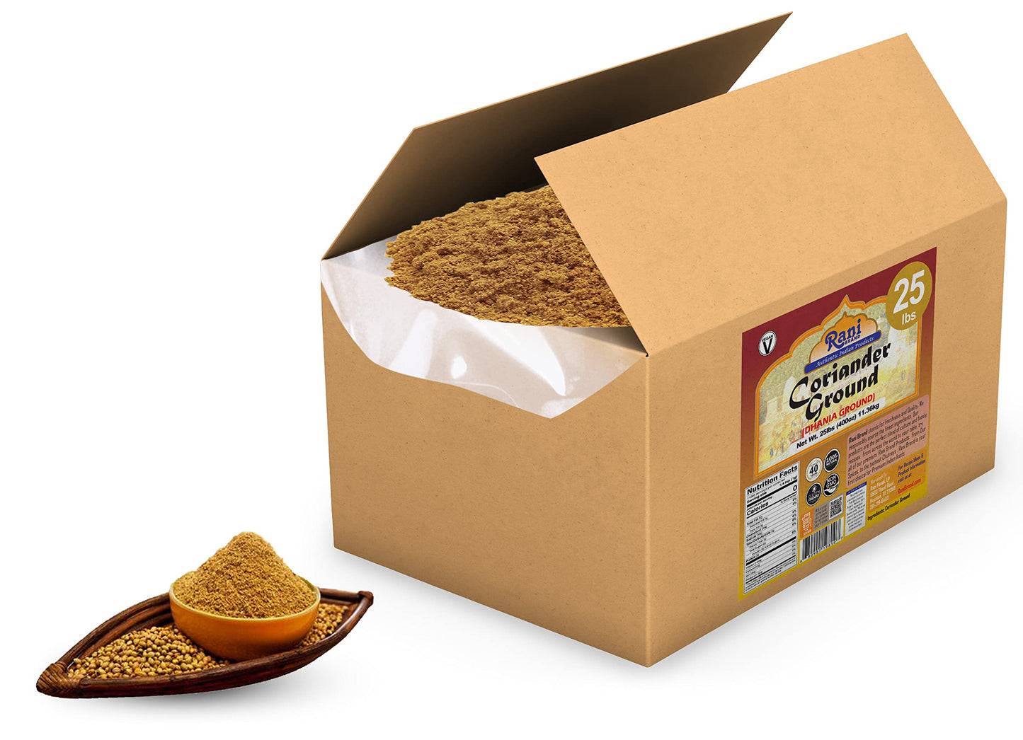 Rani Ground Coriander Powder, All Natural, Vegan, 25 lbs Bulk Box, Indian Origin