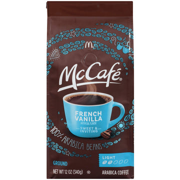 Mccafe French Vanilla, Flavored Light Roast Ground Coffee, 12 Oz Bag