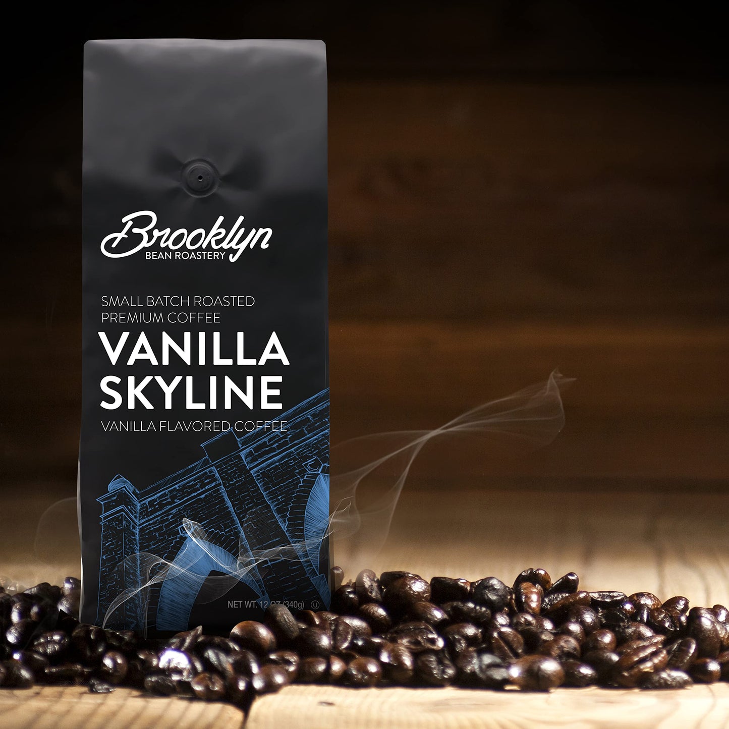 Brooklyn Bean Roastery Roasted Coffee Beans Vanilla Skyline Arabica Ground Coffee, Light Roast 12 Oz. 6-Pack