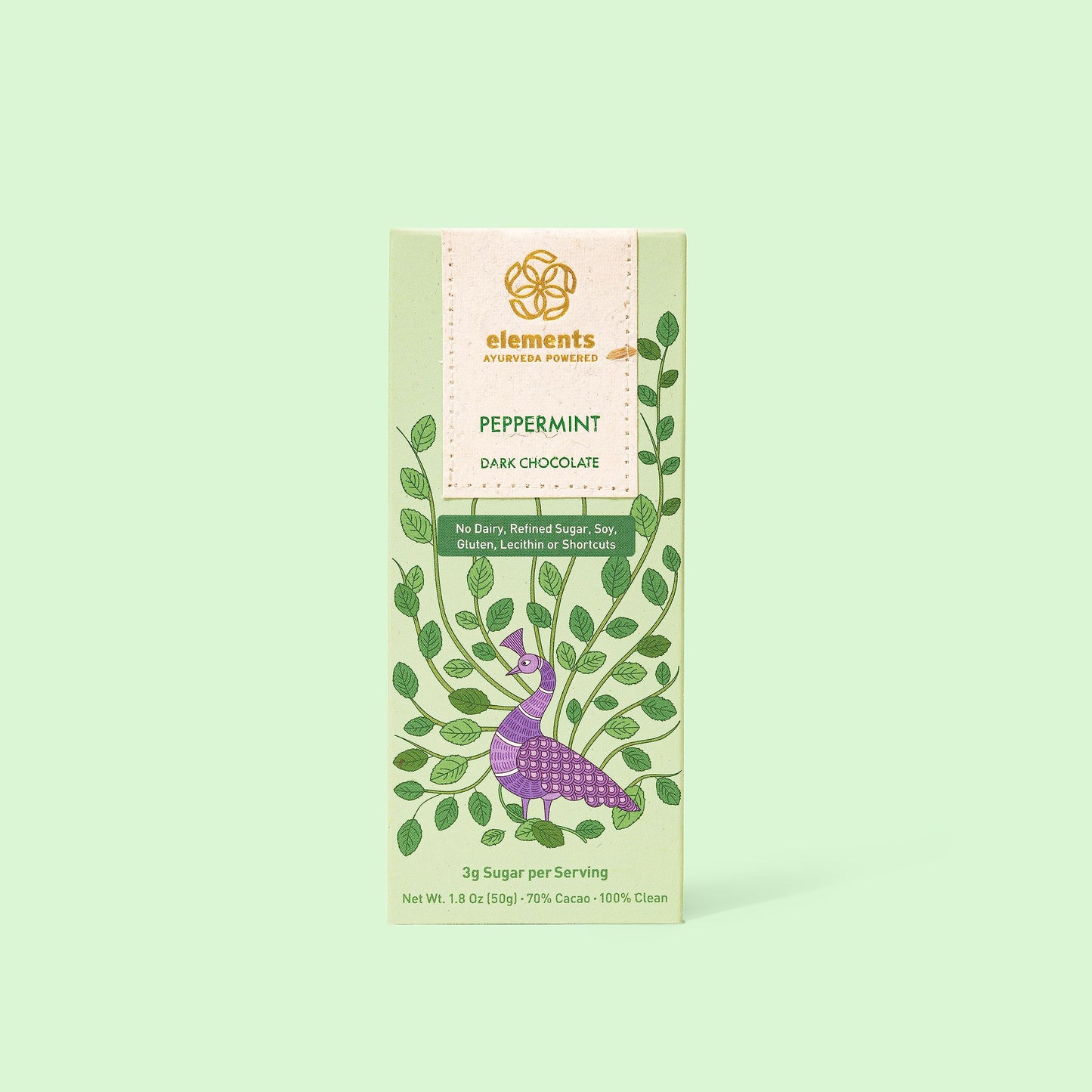 Elements Truffles Peppermint Chocolate Bar - Dairy Free, Gluten Free, Organic - 4 Count