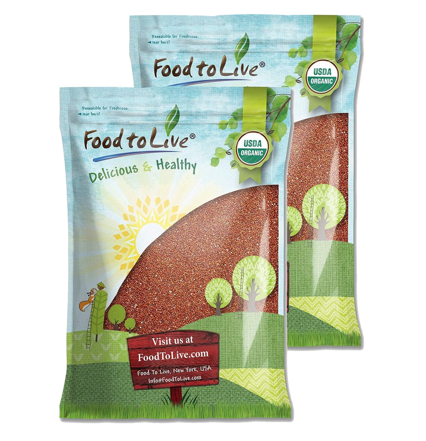 Food to Live - Organic Red Quinoa, 25 Pounds Non-GMO, Whole Grain, Kosher, Vegan, Sirtfood, Bulk. Rich in Essential Amino Acids,