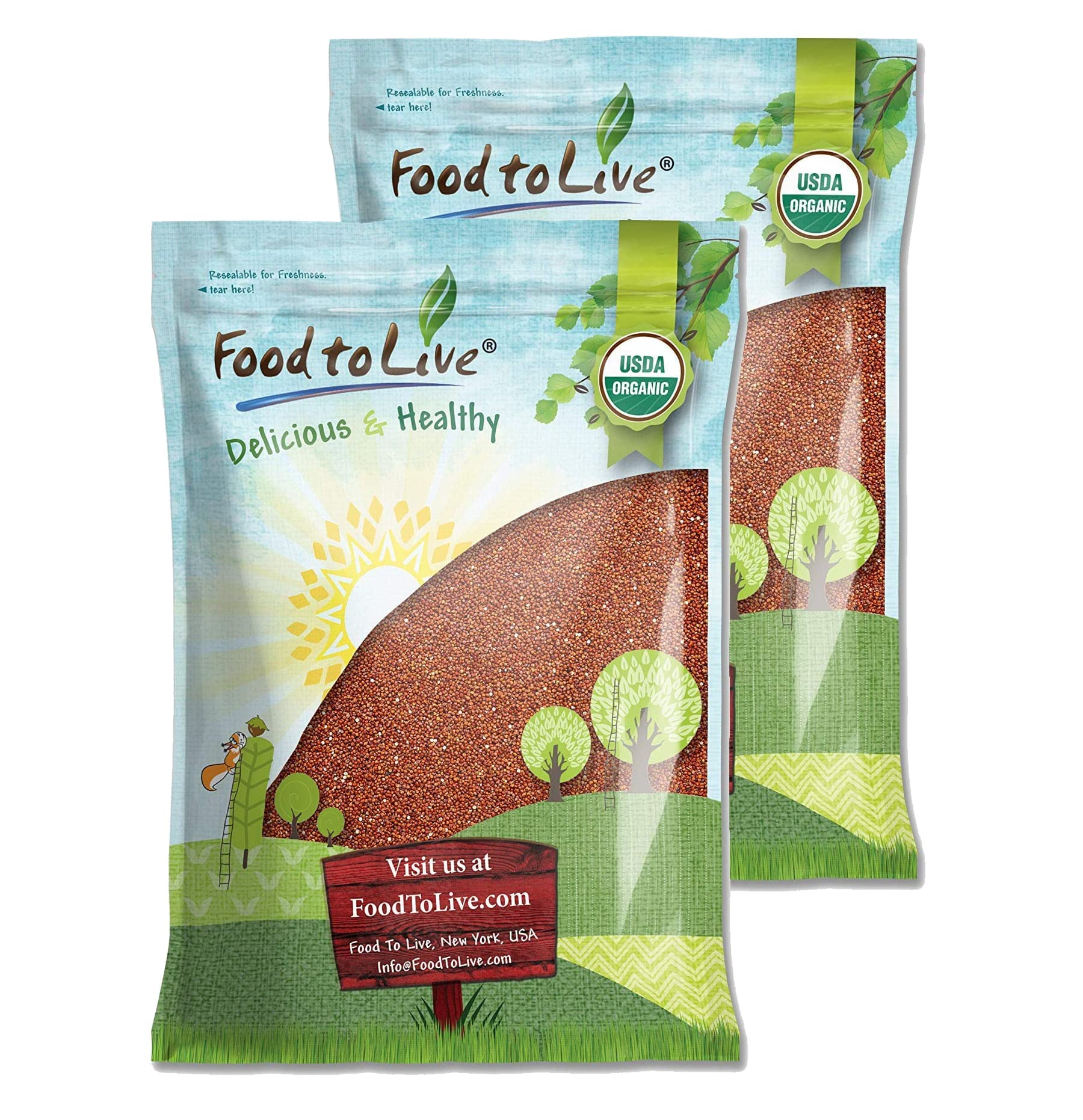 Food to Live - Organic Red Quinoa, 25 Pounds Non-GMO, Whole Grain, Kosher, Vegan, Sirtfood, Bulk. Rich in Essential Amino Acids,