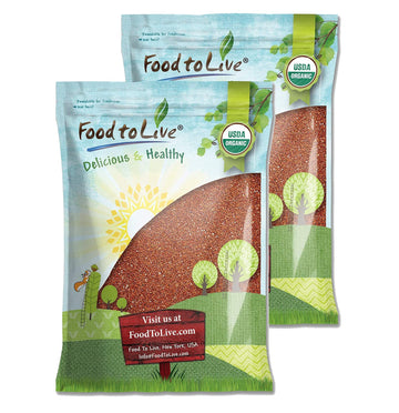 Food to Live - Organic Red Quinoa, 25 Pounds Non-GMO, Whole Grain, Kosher, Vegan, Sirtfood, Bulk. Rich in Essential Amino Acids,