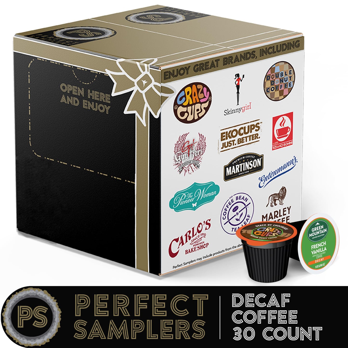 Crazy Cups Flavored Decaf Coffee Pods Variety Pack, 30 Single Serve compact pieces for Keurig, Assorted Flavors, No Duplicates