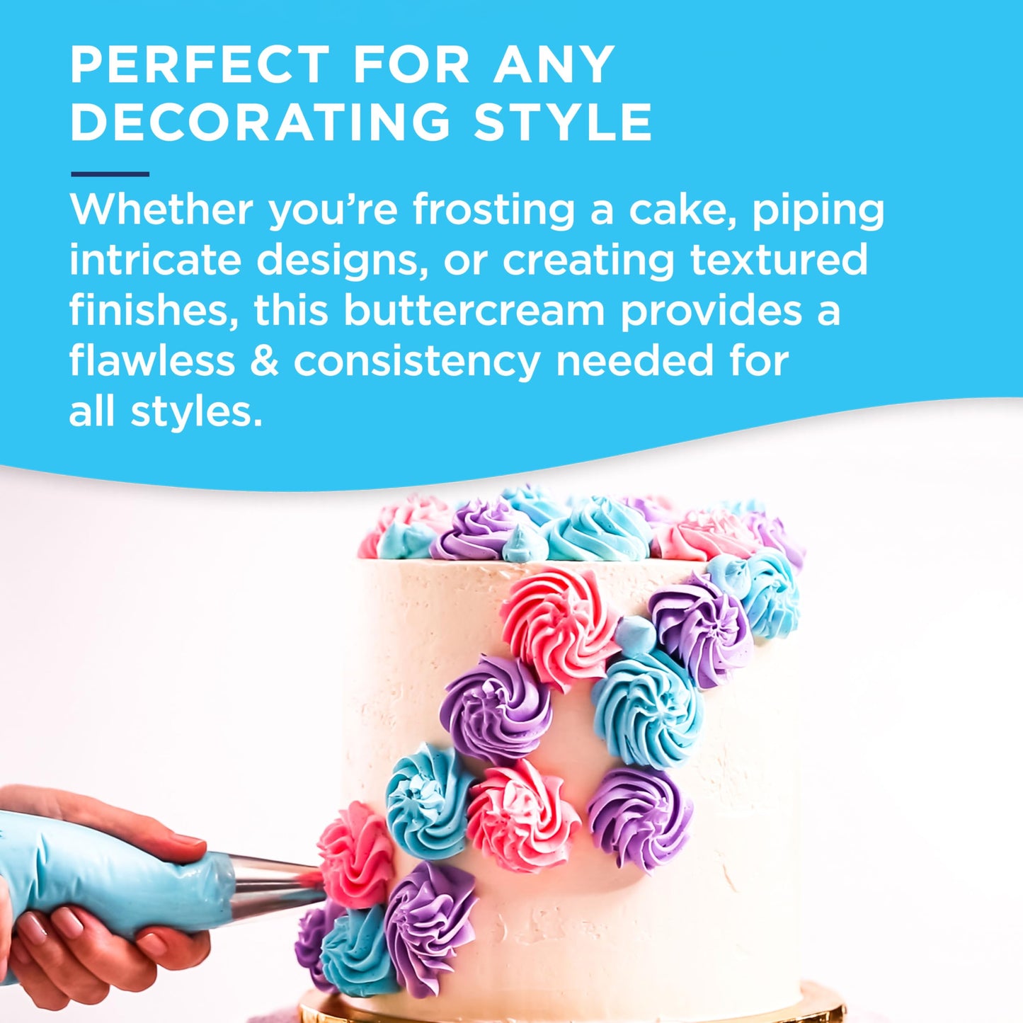 Satin Ice Blue Buttercream Frosting - 1Lb - Pail