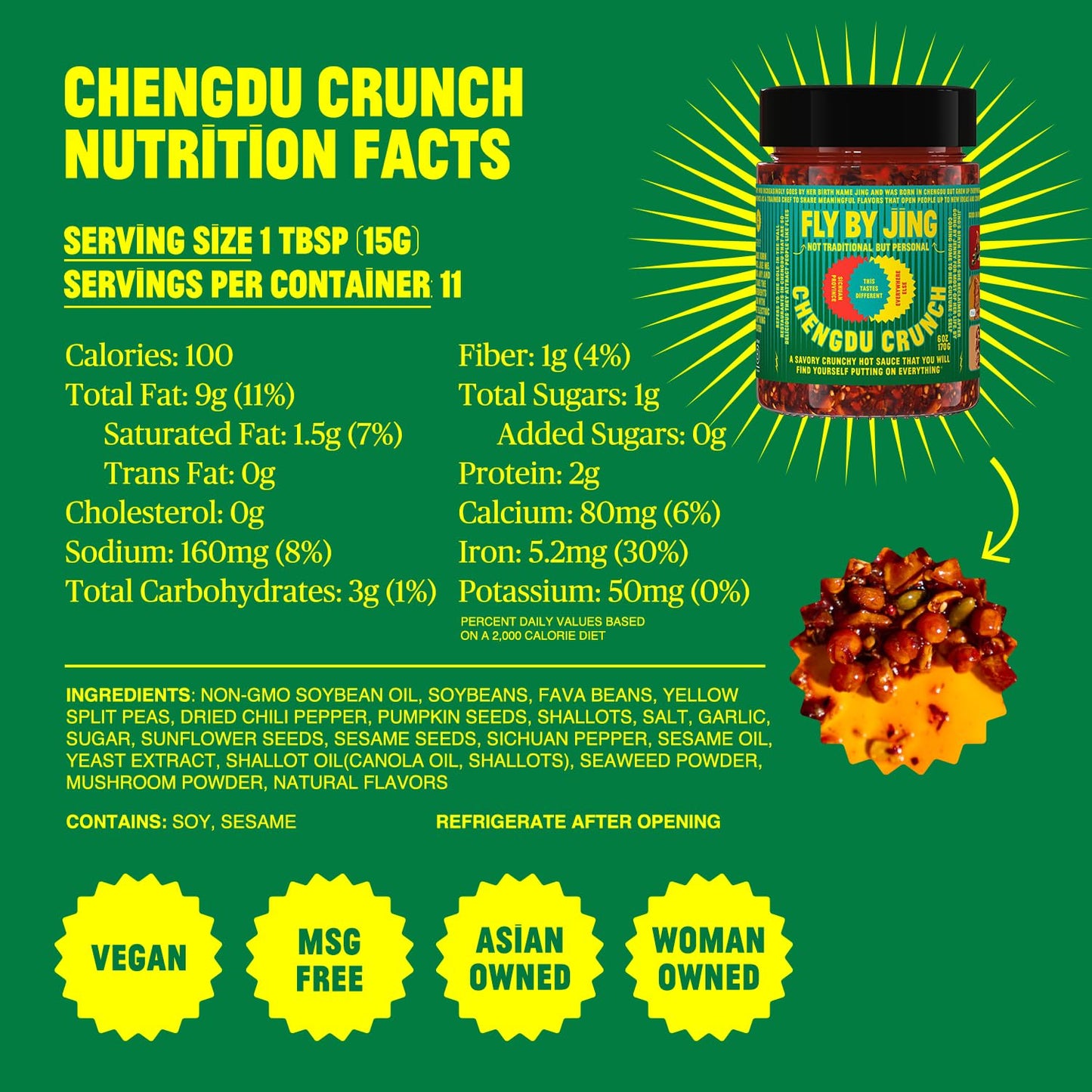 Flybyjing Extra Crunchy Chili Crisp - Gourmet Spicy Tingly Savory Chili Oil Sauce W/Extra Crunch - Versatile Sichuan Hot Sauce A