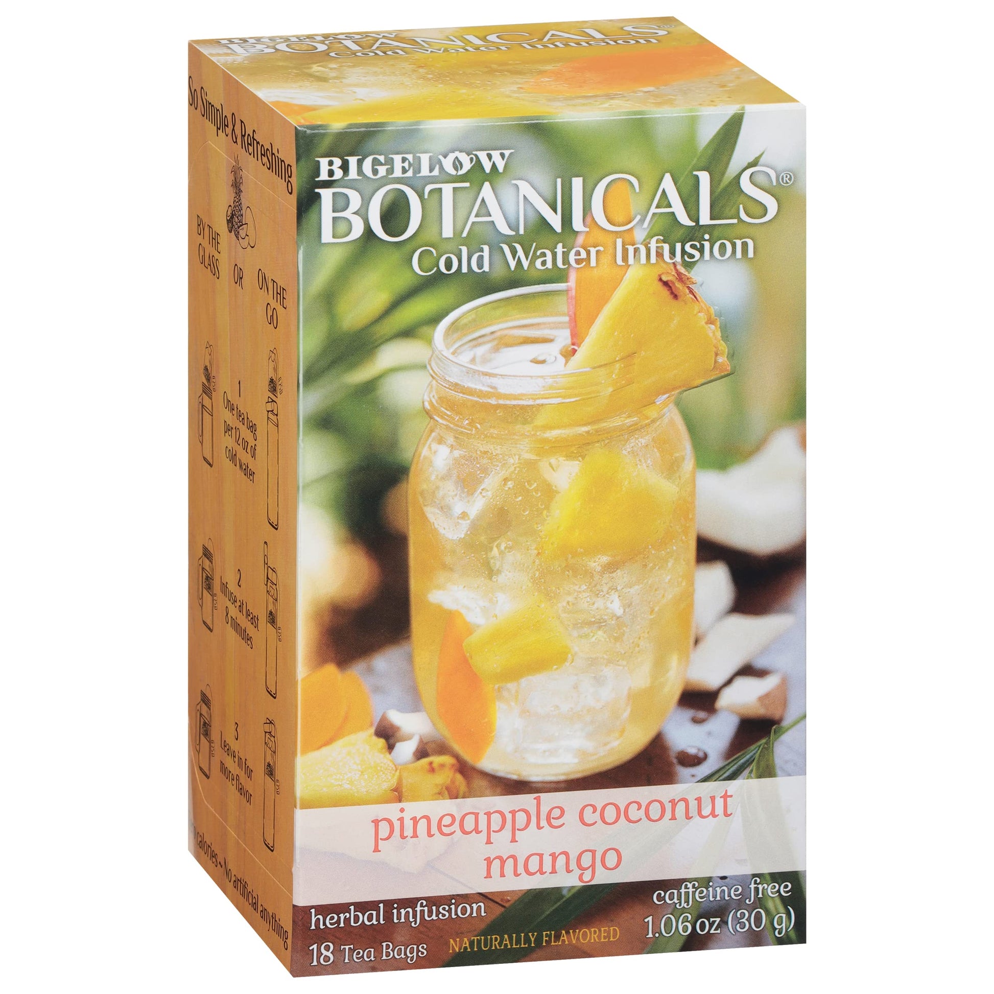 Bigelow Tea Herbal Tea, Pineapple Coconut Mango Flavor, Caffeine Free, 18 Count (Pack of 6), Total 108 Tea Bags