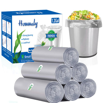 1.2 Gallon Trash Can Liners,300Counts,Small Grey Garbage Bags,Extra Strong 1 2 Gal Trash Bag,Fit 4.5-6 Liters Trash Bin Liners F