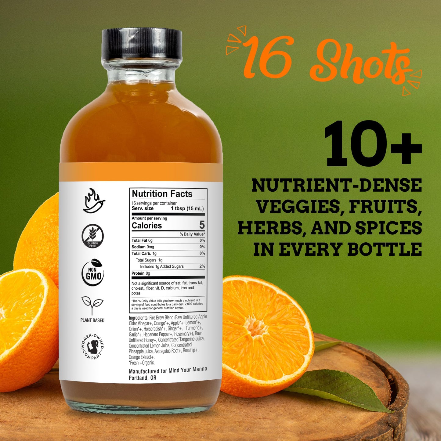 Fire Brew Immune Tonic - Citrus Apple Cider Vinegar, 8 Fl Oz, Organic Ingredients