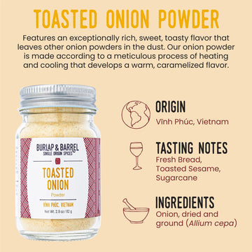 Burlap & Barrel Toasted Onion Powder – Savory Sweet Flavor – 2.9oz Glass Jar