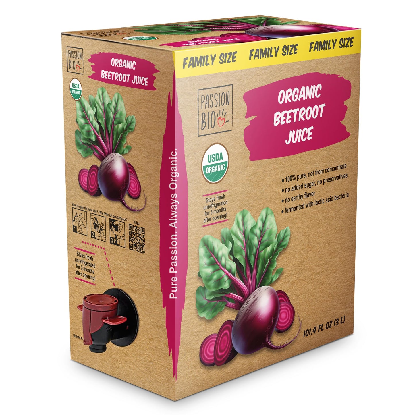 Organic Beetroot Juice Box 101.4 Fl Oz | Pure Beet Juice, Not From Concentrate | Organic, Vegan, Non-GMO | No Added Sugar, Easy-