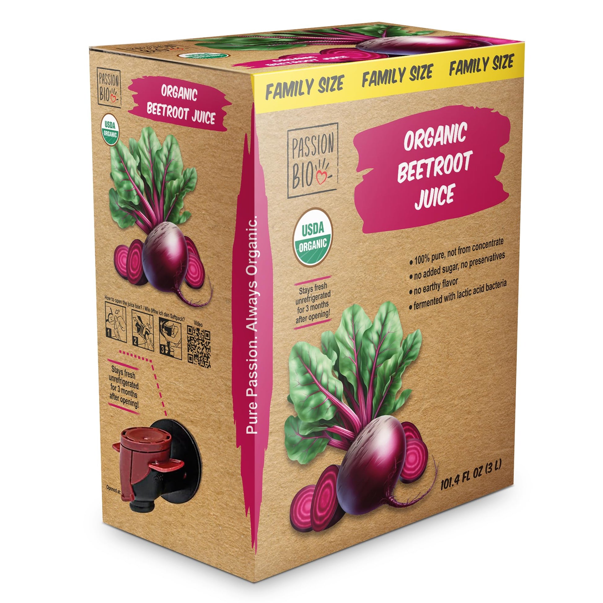 Organic Beetroot Juice Box 101.4 Fl Oz | Pure Beet Juice, Not From Concentrate | Organic, Vegan, Non-GMO | No Added Sugar, Easy-