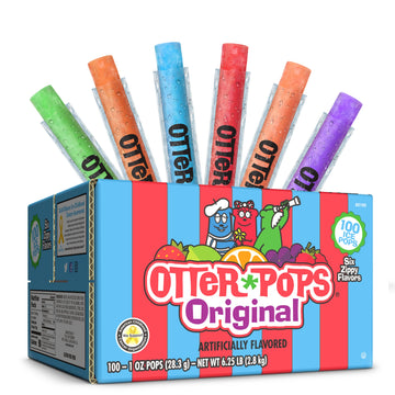 Otter Pops, Original Assorted Freezer Pops, 1Oz Freeze Pops In Six Zippy Flavors, 100 Count, (85100)
