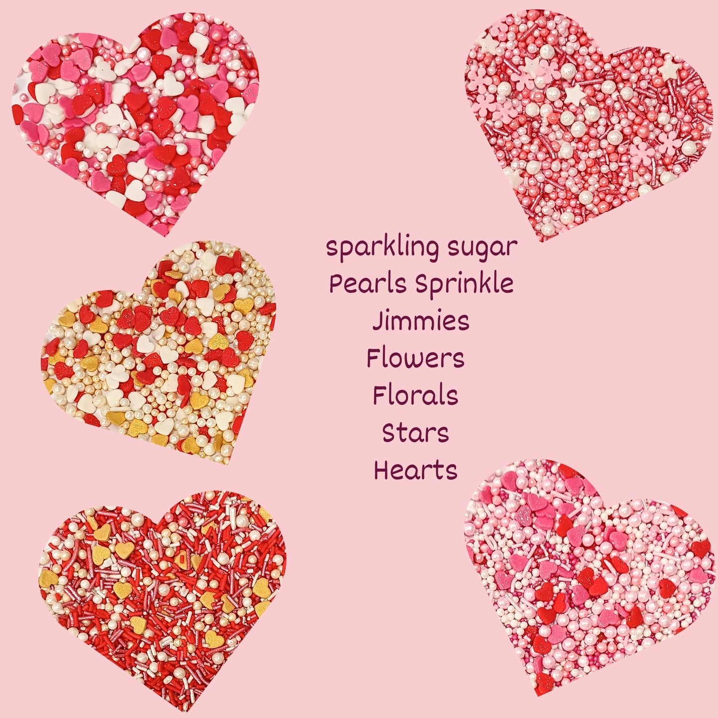 Confect Red, Pink & White Pearls Sprinkles | Mix Heart & Valentine Sprinkles | Sprinkles For Baking & Cake Decorative | Edible S