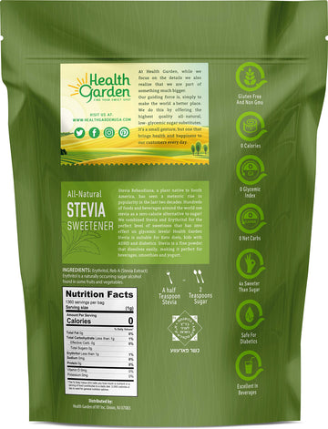Health Garden Stevia Sweetener Powder - 4:1 Sugar Substitute - All Natural - Gluten Free - Keto Friendly - Tastes Like Sugar (2