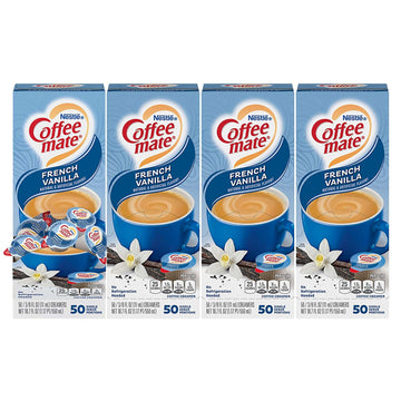 Nestle Coffee Mate Coffee Creamer, French Vanilla, Liquid Creamer Singles, Non Dairy, No Refrigeration, Box of 50 Singles (Pack 