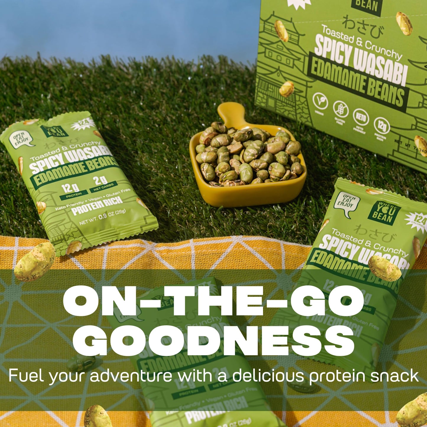 Where You Bean Edamame Beans Snack (Spicy Wasabi) - Crunchy And Dry Roasted Edamame Beans - High Protein Snacks, Keto And Vegan