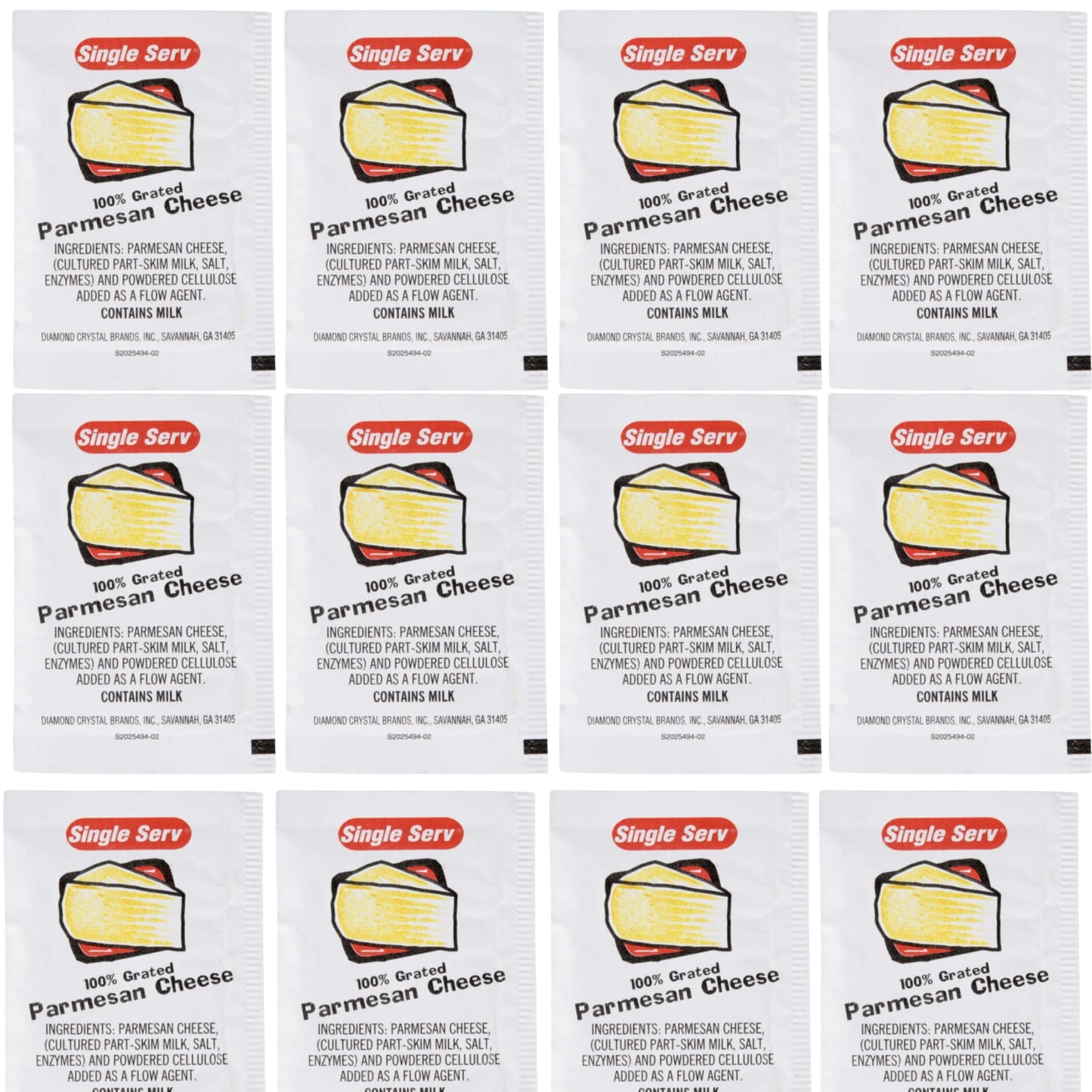 Vallary Parmesan Cheese Packets, 50 Count, 100% Real Grated, 3.5g Each, Shelf-Stable, Individually Wrapped