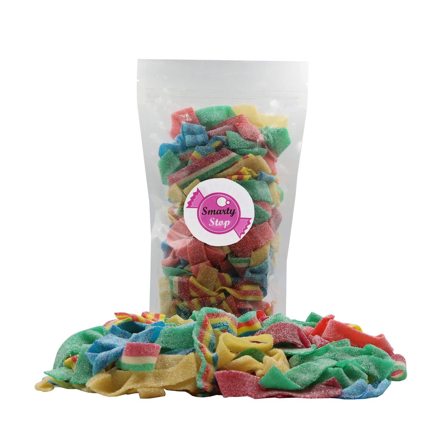 Smarty Stop Sour All Flavor Gummy Belts Candy 1 Pound (Blueberry, Apple, Mango, Watermelon, Cherry)