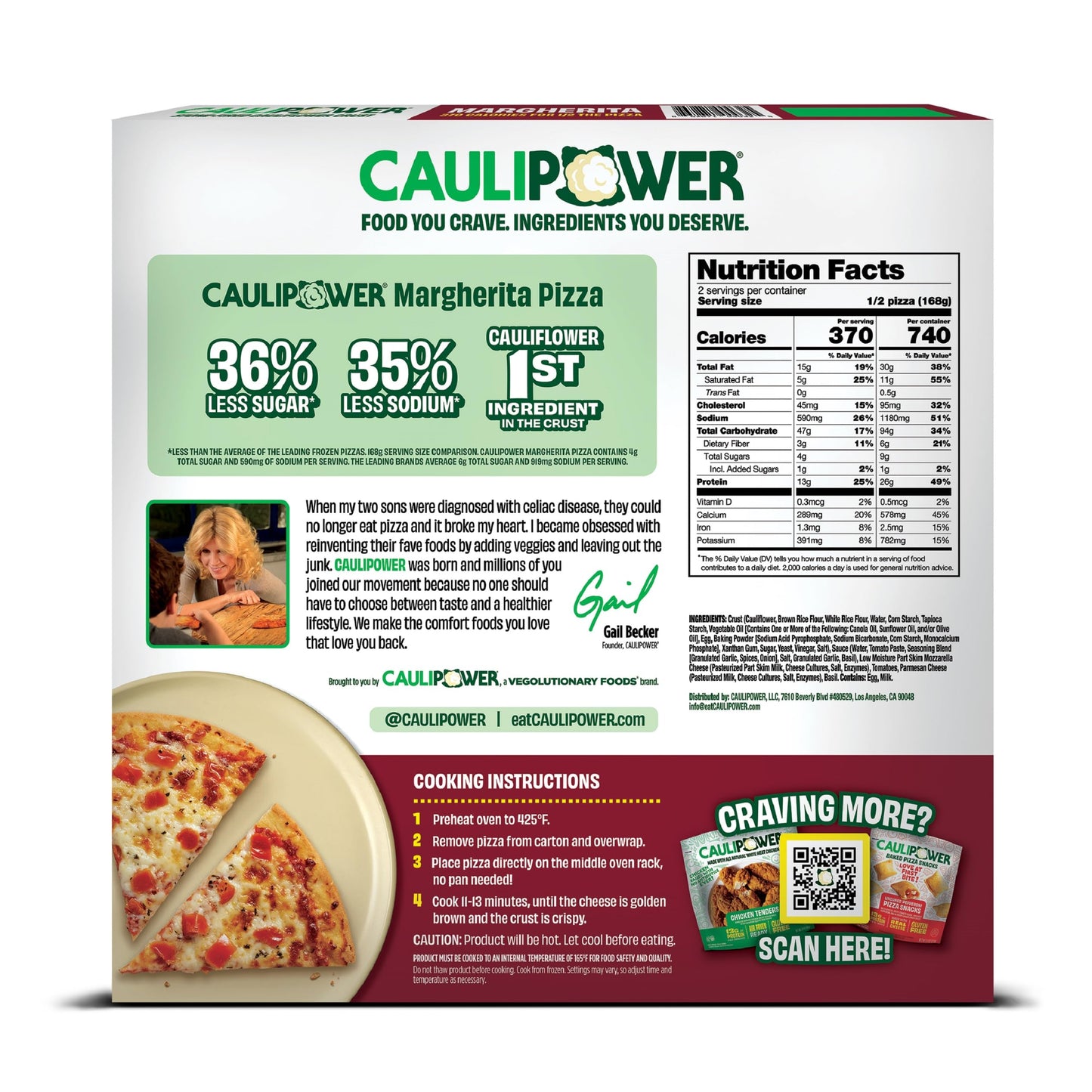 CAULIPOWER, Frozen Margherita Stone-Fired Cauliflower Crust Pizza, 11.85 Oz