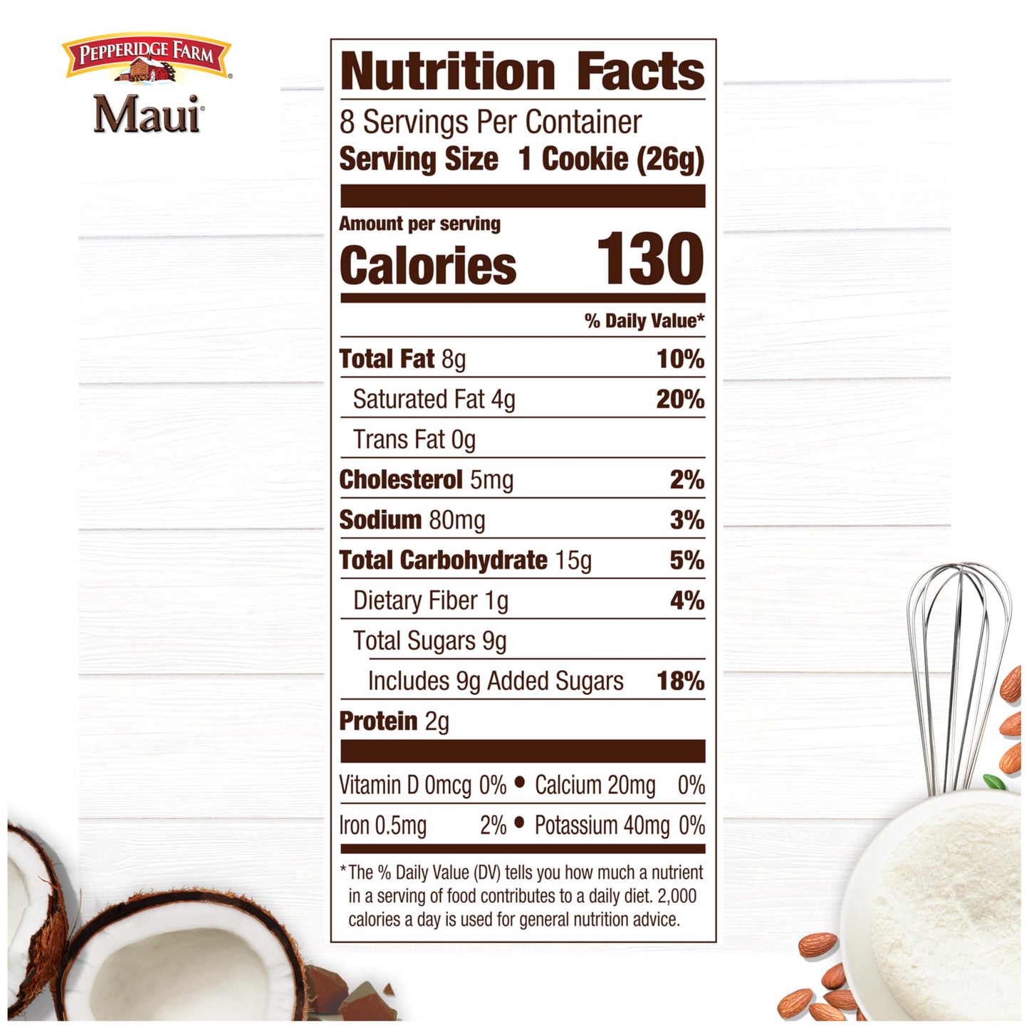 Pepperidge Farm Maui Crispy Milk Chocolate Coconut Almond Cookies, 7.2 oz. Bag