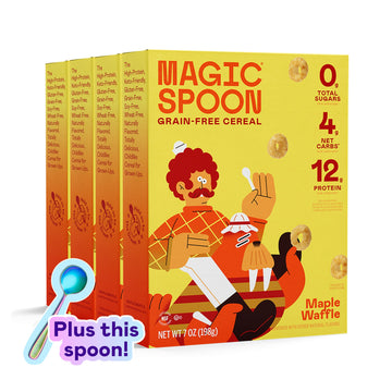 Magic Spoon Cereal - Maple Waffle 4-Pack Of Cereal And Spoon - Keto & Low Carb Lifestyles, Gluten & Grain Free, High Protein, 0G