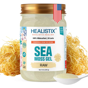 Healistix Raw Sea Moss Gel [16 Oz] - Exquisitely Crafted from Irish Seamoss Wildcrafted in The Pristine Waters of St Lucia, A Na