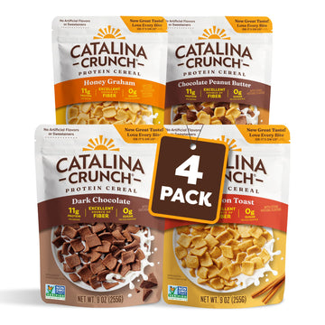 Catalina Crunch Protein Cereal | Sugar Free Breakfast Cereal with 11g of Protein | Gluten Free, Keto Friendly | Variety Pack 4 F