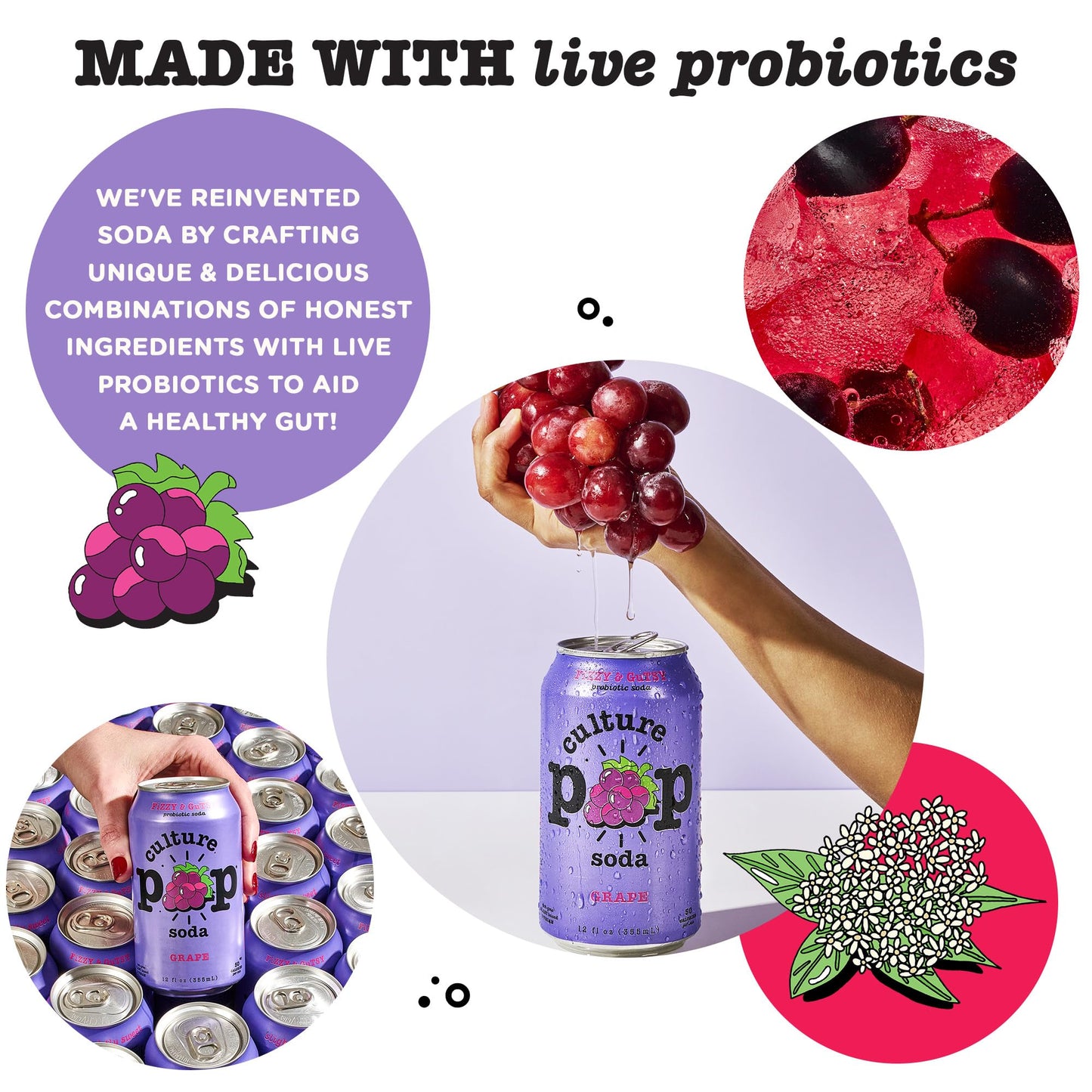 Culture Pop G  Probiotic Soda, Low Sugar, Non-GMO, Gluten-Free, 12 Fl Oz (Pack of 12)