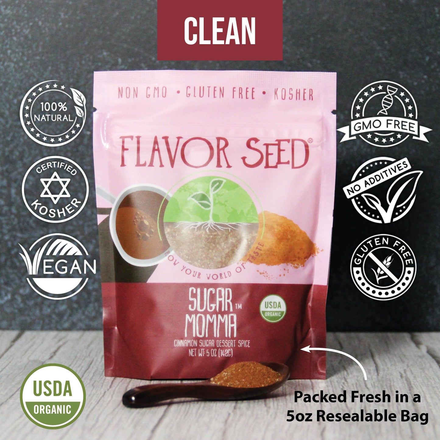 Flavor Seed Sugar Momma Organic Cinnamon Sugar Dessert Spice. Gluten Free Sweet Seasonings And Spices For Cooking & Baking. Garn