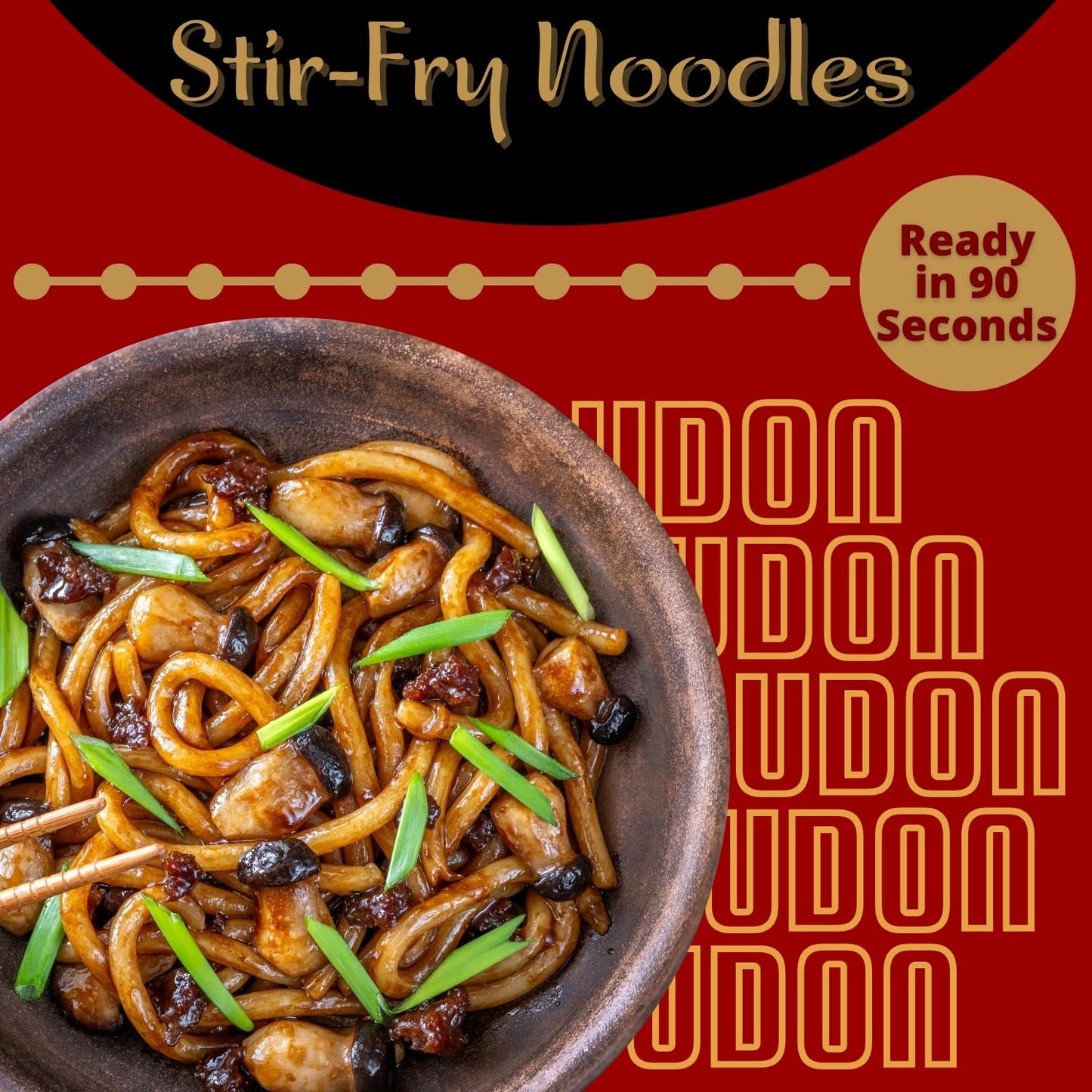 KA-ME Udon Noodles - Fresh Cooked Stir Fry Noodles 14.2 oz (Pack Of 6), No Preservatives/MSG, Instant & Microwaveable, Perfect f