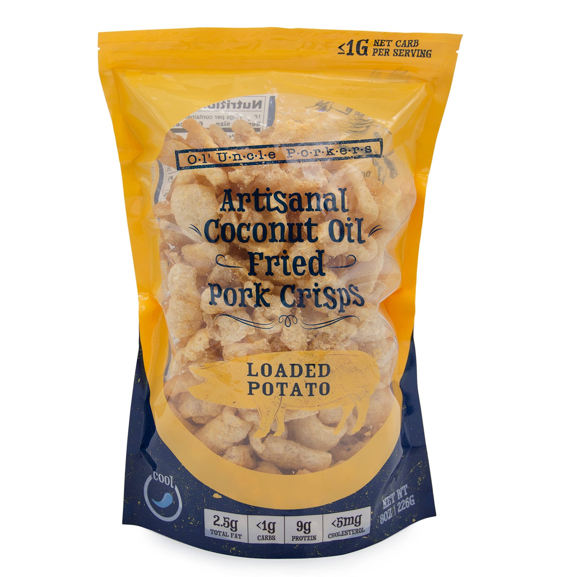 Ol Uncle Porkers Keto-Friendly Pork Rinds, Loaded Baked Potato Flavor, 8oz Bag