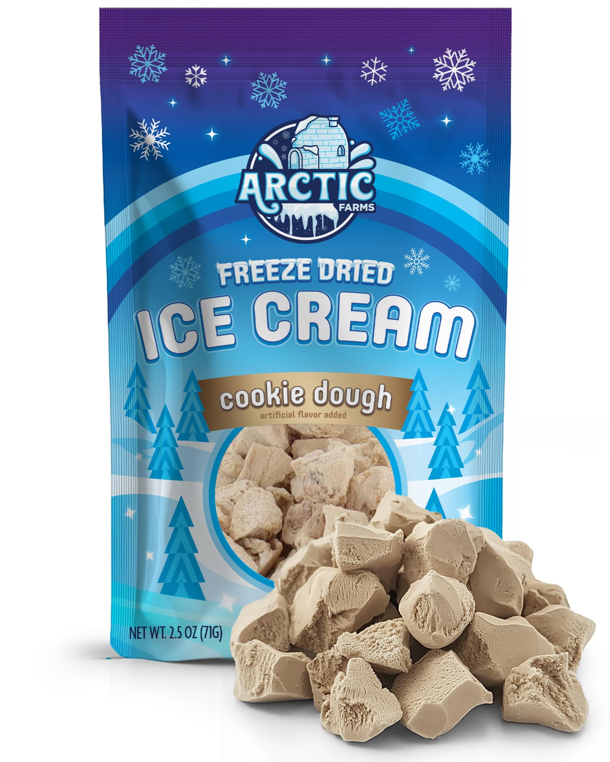 Arctic Farms Freeze Dried Ice Cream Bits Bagged and Boxed - Does Not Melt (Cookie Dough, 2.5oz)
