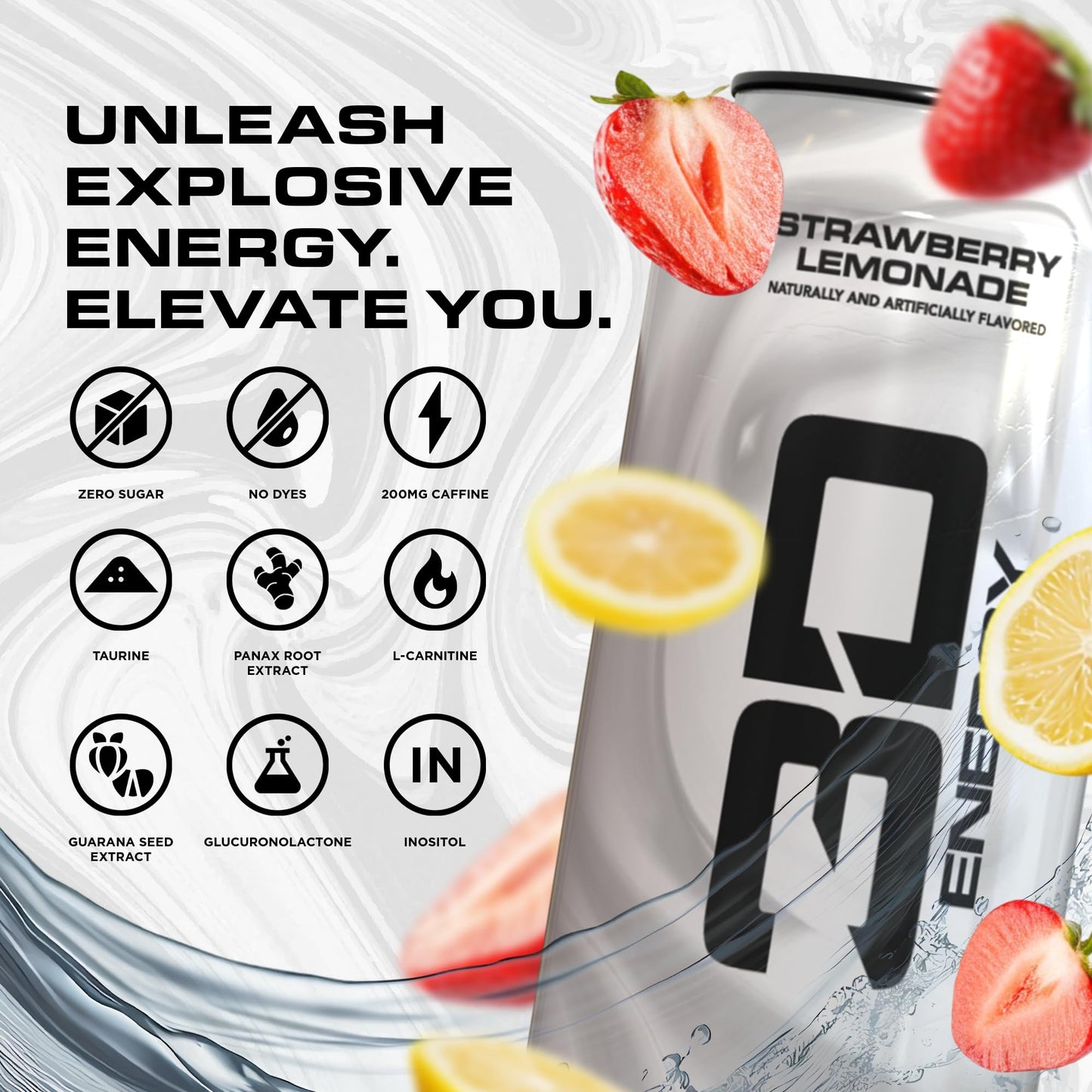 3D Energy Drink - Sugar Free  200mg Caffeine  Pre Workout  Taurine  L-Carnitine  Lightly Carbonated  16oz Cans  12 Pack - Strawberry Lemonade