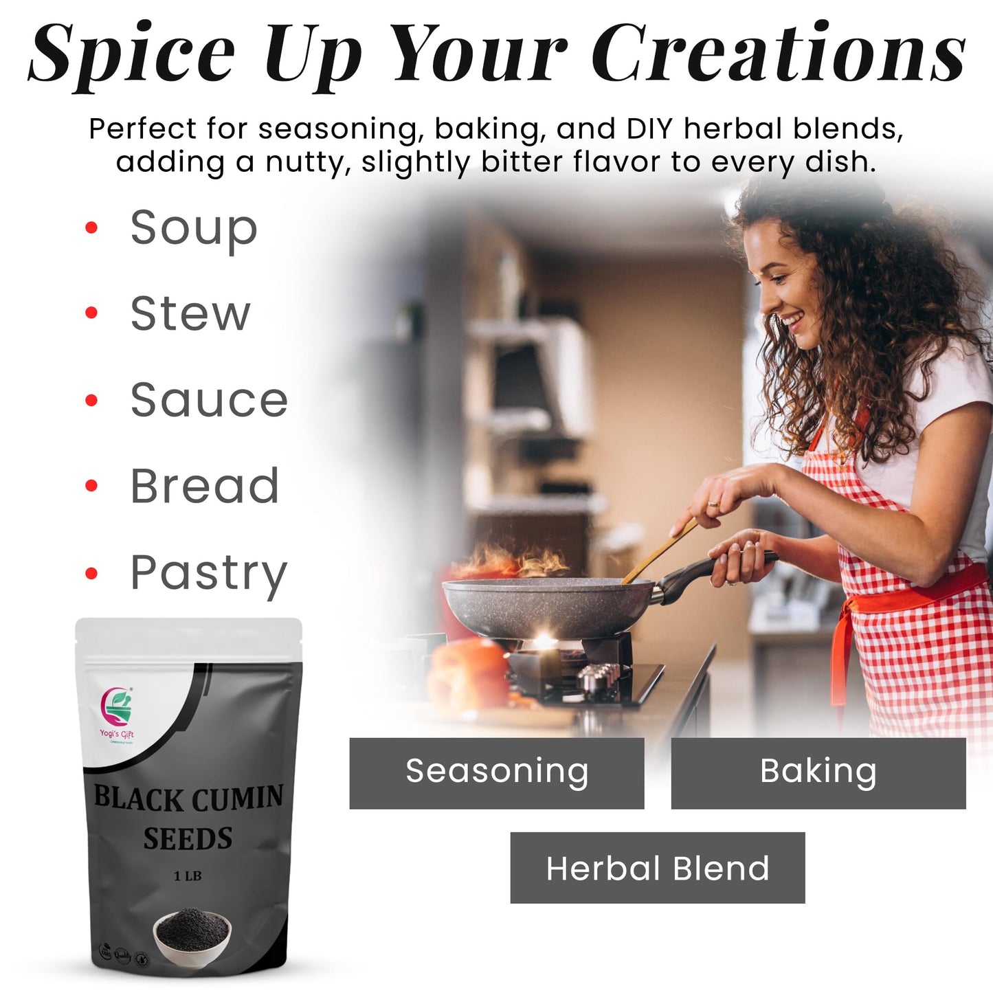 Black Cumin Seeds 1 Lb, Nigella Sativa, 100% Pure & Natural, Enhanced Quality Kalonji Seeds, Perfect For Seasoning, Cooking, Sprouting & Herbal Uses - By Yogi’S Gift®
