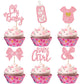 YCTHUNFISH Cupcake Toppers, 24 Pack Glitter Pacifier & Bow, Paper, 2.3x4.5 inches, Pink, Baby Shower & Birthday Party Decorations