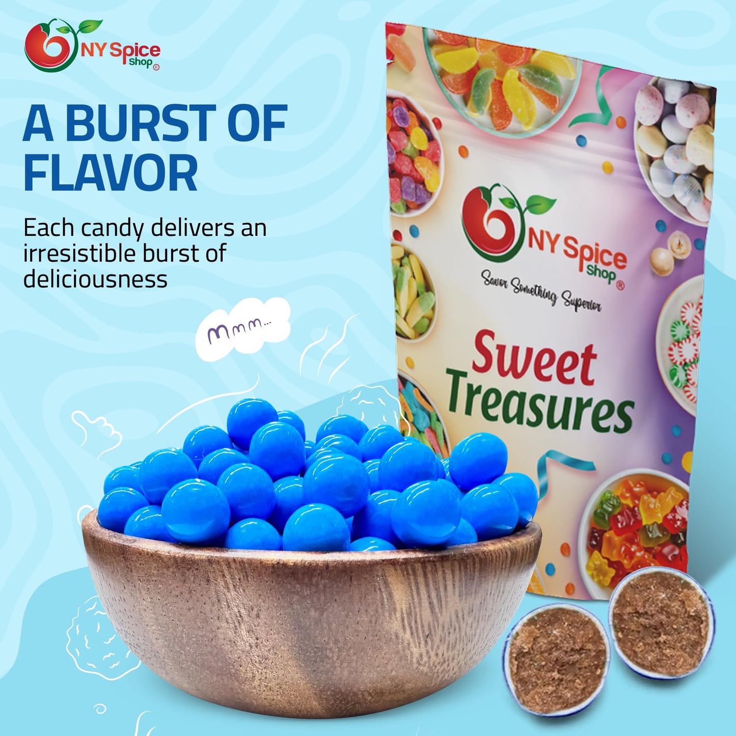 NY Spice Shop Royal Blue Sixlets Candy - 1 Pound Chocolate Balls for Party Décor and Gifts
