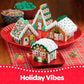 Gingerbread House kit [Set of 4] Mini Village Gingerbread Decorating House Kit Fun Holiday Activity for Kids, Ease Crafted Groov