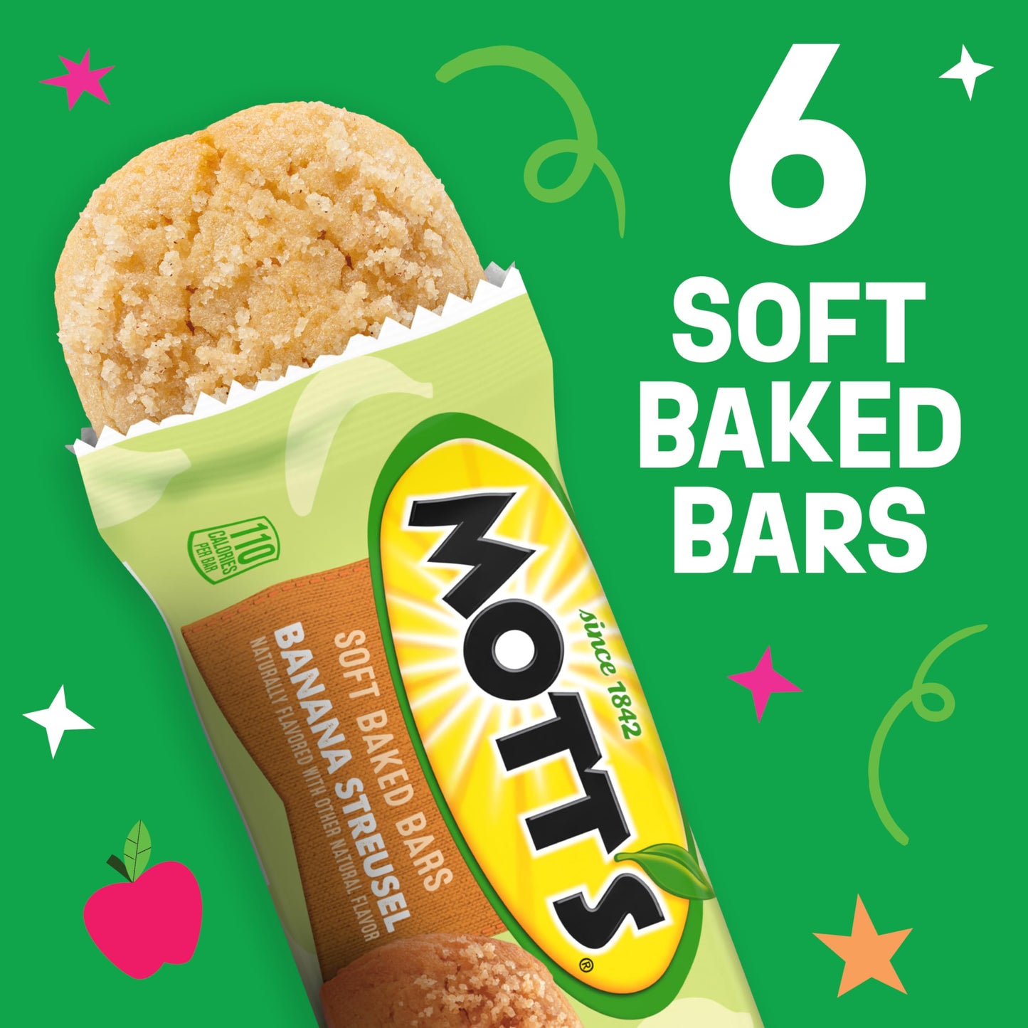 Motts Soft Baked Bars  Banana Streusel  Made With Applesauce  6 Count  5.76 oz