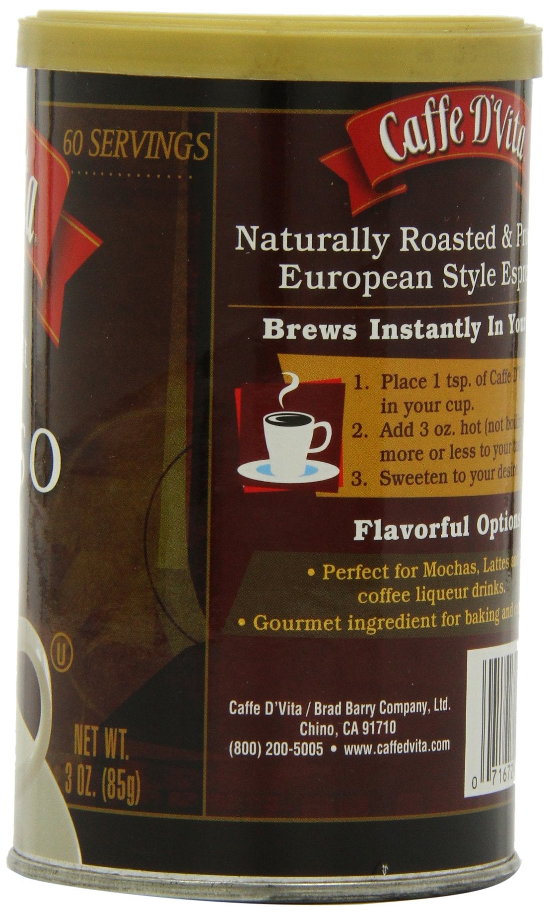Caffe D Vita, Coffee Inst Espresso, 3 Oz, (Pack Of 6)