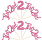 24 Pcs Two Cupcake Toppers Glitter 2Nd Birthday Cupcake Picks Number 2 Two Cake Picks For Baby Shower Kids Second Birthday Anniv