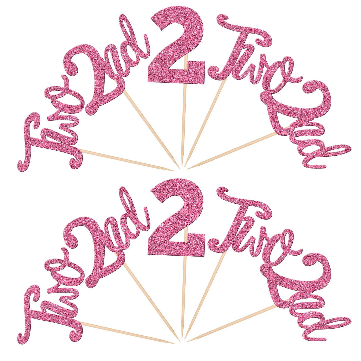 24 Pcs Two Cupcake Toppers Glitter 2Nd Birthday Cupcake Picks Number 2 Two Cake Picks For Baby Shower Kids Second Birthday Anniv