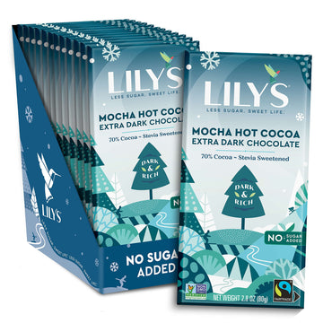 Mocha Hot Cocoa Chocolate Style Bar by Lily's Sweets | Stevia Sweetened, No Added Sugar, Low-Carb, Keto-Friendly | 70% Cocoa | F