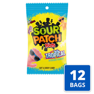SOUR PATCH KIDS Tropical Soft & Chewy Candy, Bulk Candy, 12-8 oz Bags