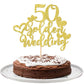 1 PCS 50th Wedding Anniversary Cake Topper Gold Glitter Heart 50 Golden Wedding Cake Pick Decoration for Cheers to 50 Years Happ