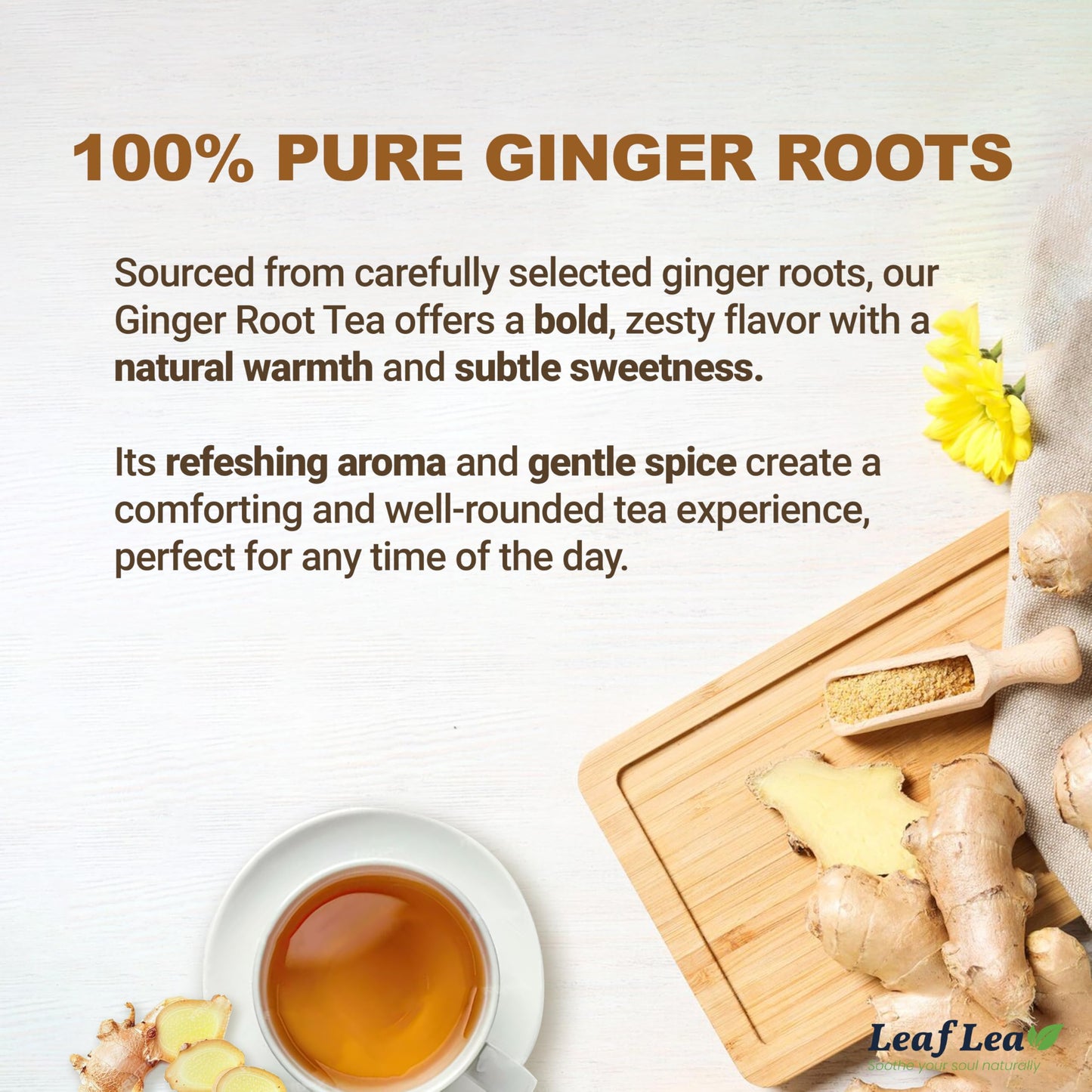 LeafLea Ginger Root Tea Bags – Spicy Herbal Tea, Non-GMO, Caffeine Free, Sugar Free, 80 Bags (Pack of 2)