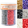 Kasvan Edible Pearl Sugar Sprinkles, 6 Colors Mix for Cake Decorating, Gold Silver White Black Purple and Red Sprinkles for Cake