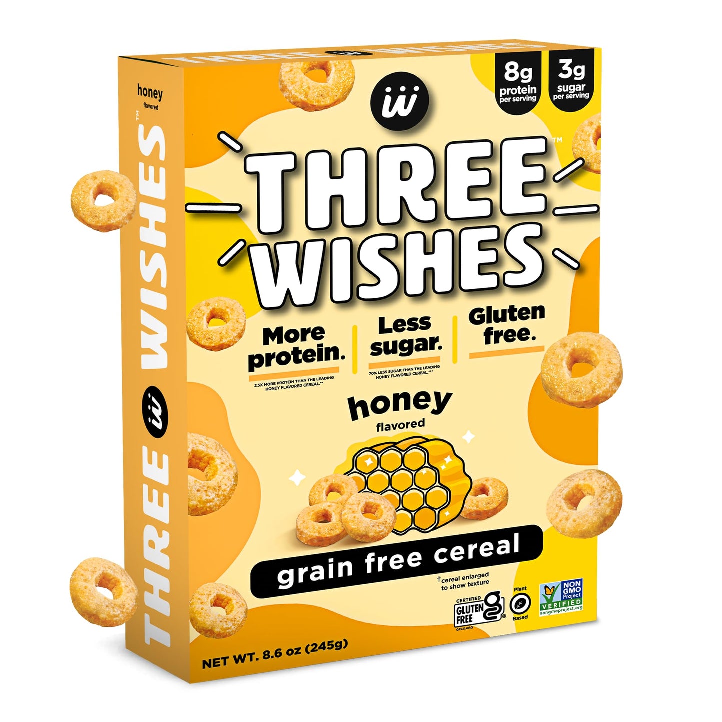 Protein and Gluten-Free Breakfast Cereal by Three Wishes (1-Pack) - High Protein and Low Sugar Snack - Vegan, Kosher, Grain-Free