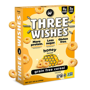Protein and Gluten-Free Breakfast Cereal by Three Wishes (1-Pack) - High Protein and Low Sugar Snack - Vegan, Kosher, Grain-Free