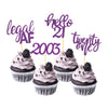 24 Pcs Glitter 21St Birthday Cupcake Toppers For Celebrating Twenty-One Years Old Birthday Party Decorations (Purple Glitter)